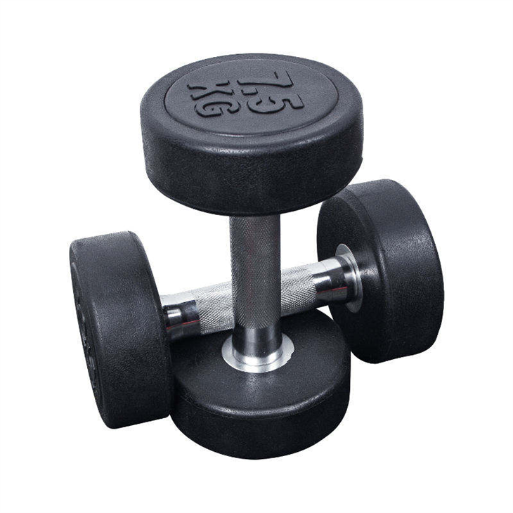Rubber dumbbell strength equipment factory